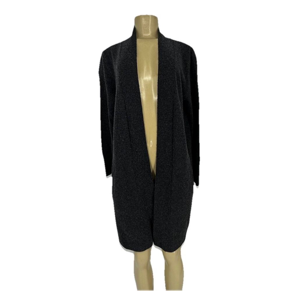 R Label Medium Women Open Front Duster Sweater Wool Cashmere Blend F01